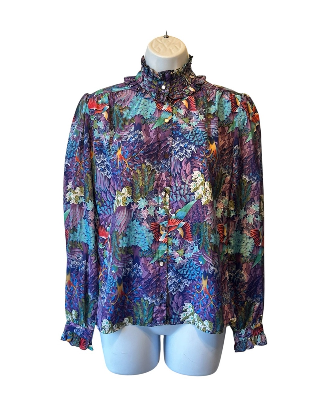 VTG Malbe S Saks Fifth Avenue blouse 3 4 Union Made 70s 80s Colorful Floral top